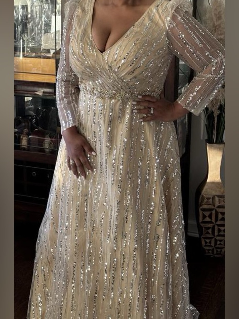 MAC DUGGAL
Long Sleeve Gown with Silver Sequin - Picture 16 of 17